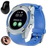 Ficha técnica e caractérísticas do produto Relógio Smartwatch V8 Inteligente Gear Chip Celular Touch + MINI Fone de Ouvido Bluetooth S530 (AZUL)