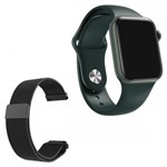 Relógio Smartwatch W58 Verde Android IOS + 1 Pulseira Extra de Aço Preto - Iwo
