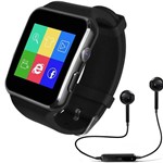 Ficha técnica e caractérísticas do produto Relógio Smartwatch X6 Inteligente Gear Chip Celular Touch + Fone de Ouvido Bluetooth - Preto