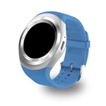 Ficha técnica e caractérísticas do produto Relogio SmartWatch Y1 Bluetooth Camera Celular Chip Cartao Musica Android e IOS - Azul - Y Smart