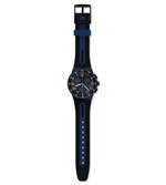 Ficha técnica e caractérísticas do produto Relógio Swatch Kaicco Susb406 Silicone Preto e Azul Original