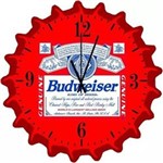 Ficha técnica e caractérísticas do produto Relógio Tampa de Cerveja Budweiser em Madeira MDF