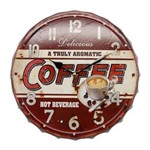 Ficha técnica e caractérísticas do produto Relógio Tampa de Garrafa Metal Coffe - The Home - Vermelho
