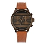 Relógio Tommy Hilfiger Preto Dual Time Couro Marrom 1791594