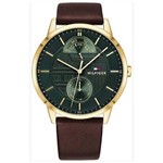 Relógio Tommy Hilfiger Verde Gold Couro Marrom 1791607