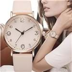 Ficha técnica e caractérísticas do produto Relógio Feminino com Pulseira de Couro Quartz Analógico / Branco