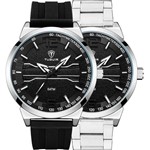 Relógio Tuguir Masculino Preto Troca Pulseiras 11780 Analógico 5 Atm Cristal Mineral - Taguir