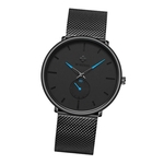 Ficha técnica e caractérísticas do produto Relógio ultrafino impermeável para homens com segundo relógio separado azul + preto