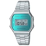 Relógio Unissex Casio Digital A168WEM-2DF - Prata/Azul