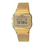 Ficha técnica e caractérísticas do produto Relógio Unissex Casio Super Slim Vintage A700WMG-9ADF Dourado