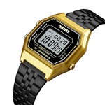 Relogio Unissex Skmei 1345 Dourado com Preto Digital