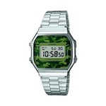 Ficha técnica e caractérísticas do produto Relógio Vintage Unissex A168wec-3df Camuflado Prata - Casio