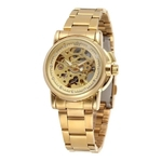 Relógio Winner,automático E A Corda,feminino,fundo dourado, pulseira dourada,modelo H203L