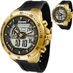 Ficha técnica e caractérísticas do produto Relógio X Games Masculino Grande Dourado Anadigi Esportivo Pulseira de Borracha XMSPA021 BXPX