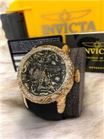 Relógio Yakuza 25082 Dourado com Fundo Preto