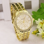 Ficha técnica e caractérísticas do produto Amyove Lovely gift Relógios de luxo das mulheres Rhinestone Diamante da forma do aço completa Ladies Watch
