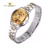 Ficha técnica e caractérísticas do produto Relógios Fngeen, Automático E A Corda, Feminino, fundo dourado, pulseira prata, Modelo 8818