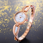 Ficha técnica e caractérísticas do produto Relógios Pulseira Bracelet Relógios com corrente transversal das senhoras das mulheres cristal de quartzo Relógios de pulso Rose Gold