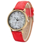 Ficha técnica e caractérísticas do produto Retro Unisex Jornal Padrão Rodada Dial Strap Strap Analog Quartz Wrist Watch