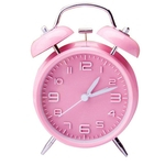 Ficha técnica e caractérísticas do produto Rosa cor 4" Gêmeo de Bell Alarm Clock Com Dial estereoscópico, Backlight, pilhas alarme alto Relógio 460658