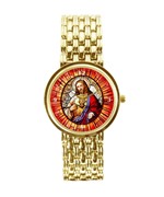 Ficha técnica e caractérísticas do produto Sagrado Coração de Jesus Relógio Perso Feminino Dourado 3330 - Neka Relógios