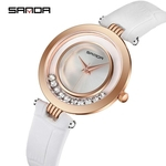 SANDA Ladies Watch Couro Diamond Watch Women Top Marca relogio de luxo feminino relógio à prova d'água