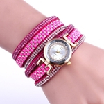 Ficha técnica e caractérísticas do produto SC015 Mulher de luxo completa Rhinestone Buckle enrolamento pulseira relógio Quartz