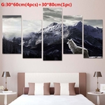 Ficha técnica e caractérísticas do produto SEM Pintura Da Parede Da Lona Arte Adesivos de Parede Paisagem Poster Home Decor Neve Montanha Lobo Imagem 5 Combinação Separada