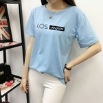 Ficha técnica e caractérísticas do produto Hun Infantil shirt das mulheres Verão Letters Impressão gola redonda T