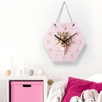 Ficha técnica e caractérísticas do produto Simple Pink Hexagon Relógio de parede com corda pendurada para casa Quarto Sala Decor sem bateria