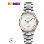 Ficha técnica e caractérísticas do produto Skmei moda moda relógio de quartzo banda de relógio de prata das mulheres de zinco relógio da liga das mulheres à prova de água