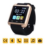 Smartwatch Bluetooth Compatível Android Touch Pedometro Contador de Calorias U8 Preto e Dourado