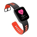 Ficha técnica e caractérísticas do produto Smartwatch com Monitoramento Cardíaco Qtouch Touch Screen Bluetooth Preto e Laranja
