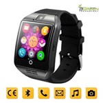 Ficha técnica e caractérísticas do produto Smartwatch 3Green Chip Todas Operadoras Bluetooth Câmera Selfie Touchscreen Android Q18 Preto