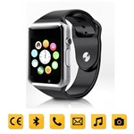 Ficha técnica e caractérísticas do produto Smartwatch GT08 Relógio Inteligente Bluetooth Gear Chip Android IOS Touch Faz e Atende Ligações SMS Câmera - Prata - Gt Smart