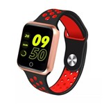Smartwatch Midi Md-s226 Relógio Fitness Ios Android Pressão Sono Gps Ip67 Tela 1,3" Dourado/vermelho