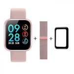 Smartwatch P70 Pro Relógio Inteligente Rosa + Pelseira Extra de Aço + Película
