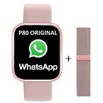 Ficha técnica e caractérísticas do produto Relógio Inteligente Smartwatch Sport Bracelet Rosa Original P80 Touch Screen + Pulseira Brinde