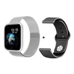 Ficha técnica e caractérísticas do produto Smartwatch P80 Relógio Inteligente Fitness Pulseira Aço + Extra Silicone Cor: Prata - Rts