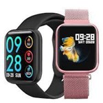 Ficha técnica e caractérísticas do produto Smartwatch P80 Relógio Inteligente Fitness Pulseira Aço + Extra Silicone Cor: Preto - Mjx