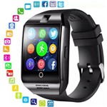 Ficha técnica e caractérísticas do produto Smartwatch Q18 Curvo Relógio Inteligente Bluetooth com Chip Preto - Gold Imports
