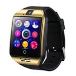 Smartwatch Q18 Relógio Inteligente Bluetooth Gear Chip Android IOS Touch Faz e Atende Ligações SMS Pedômetro Câmera (DOURADO)