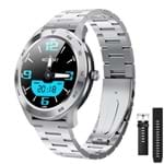 Smartwatch Relógio Eletrônico Magnus Dt98 + Pulseira Extra (Prata em Aço + Pulseira Adicional de Silicone)