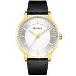 Ficha técnica e caractérísticas do produto Summer Wristwatch Homens de negócios relógio de quartzo grande mostrador impermeável pulseira de couro genuíno relógio de pulso simples
