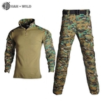 Ficha técnica e caractérísticas do produto Terno tático Uniforme Militar Training Suit Camouflage Caça Define Camisas Calças Paintball Roupa conjuntos com Pads livre 10 Pockets