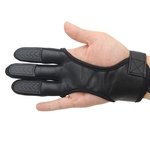 Ficha técnica e caractérísticas do produto Tiro com arco 3 Finger Guard Protector Leather Finger Gear Luvas de segurança L