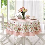 Toalha de Mesa Estampada 155cmx155cm Rose Lepper Rosa