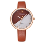 Ficha técnica e caractérísticas do produto Trendy Quartz Relógio Universal PU Leather Strap Rodada Dial relógio de quartzo YK60