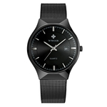 Ficha técnica e caractérísticas do produto Homem elegante Calendário banda de aço inoxidável impermeável relógio de quartzo Men's watch