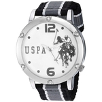 U.S.Polo Assn.Relógio de quartzo analógico-metal cor prata feminino pulseira de nylon preto original
